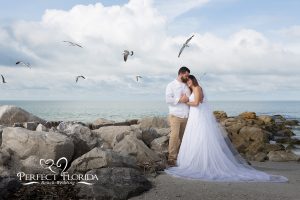beach wedding flash photography