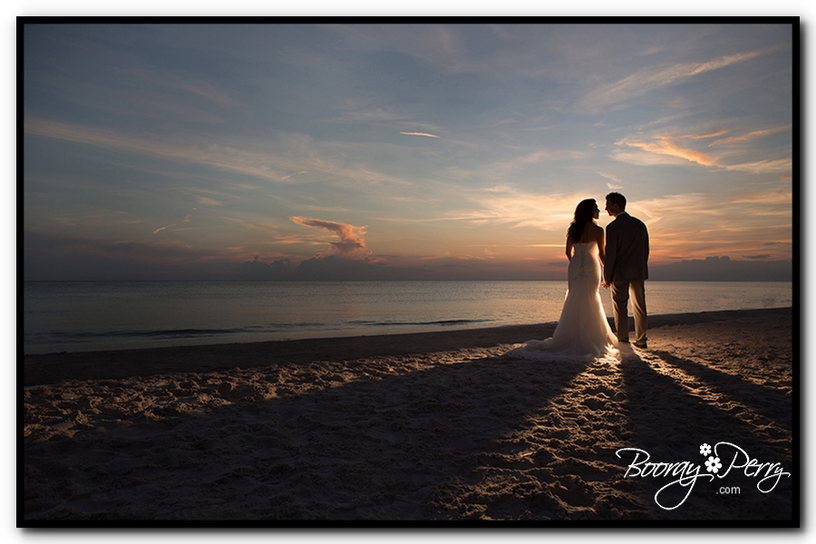 sunset beach wedding picture