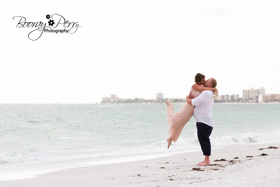 Wedding kiss on the beach in florida